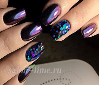 фиолетовая втирка на ногтях дизайн